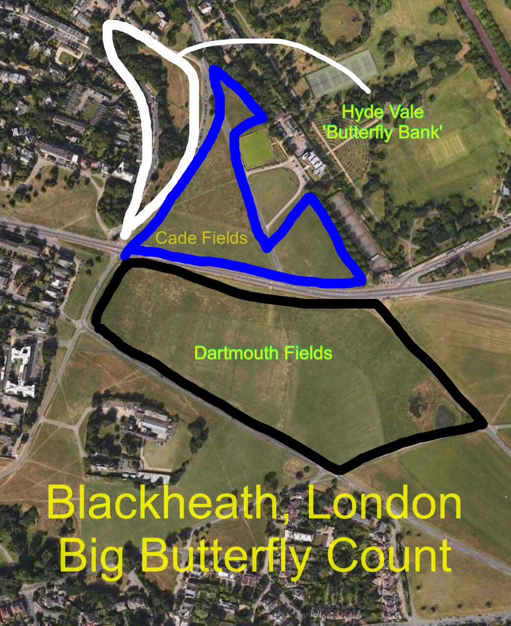 Map of Blackheath - Big butterfly Count areas